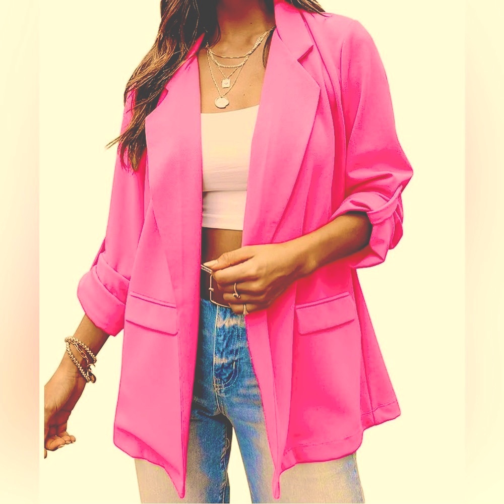 Imily Bela Long Sleeve Lapel Open Blazer in Hot Pink, Small, NWT